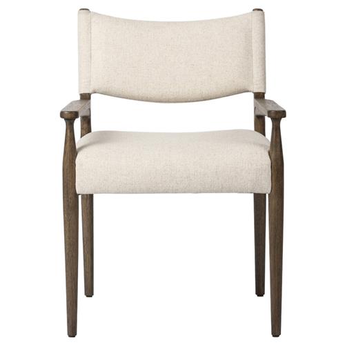 Odelia Modern Classic Cream Performance Wood Dining Arm Chair