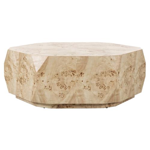 Daphne Modern Classic Light Burl Round Drum Coffee Table