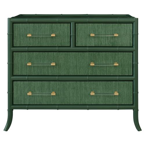 Worlds Away Beckett Modern Classic Green Bamboo Grasscloth Chest