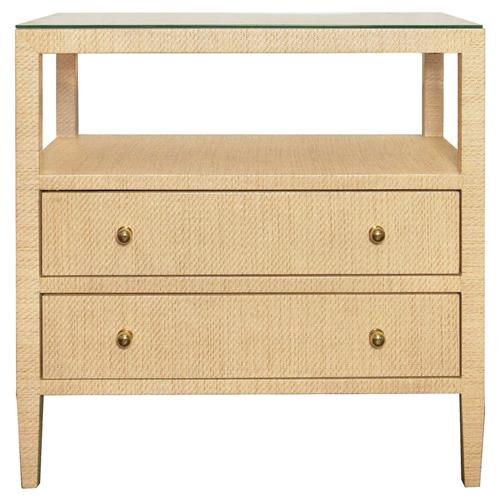 Worlds Away Douglas Coastal Beach Natural Grasscloth Nightstand