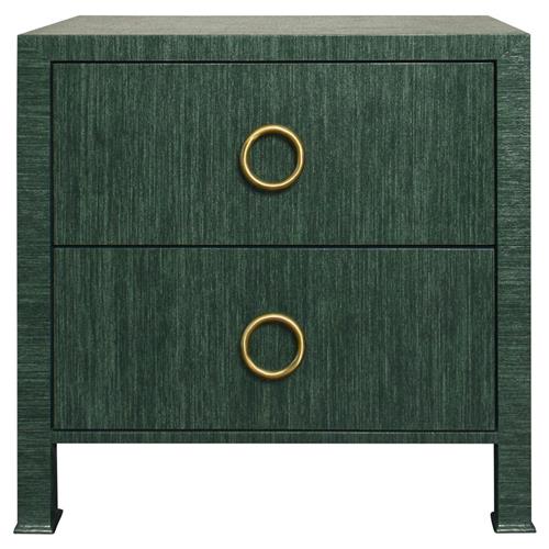 Worlds Away Edelman Modern Classic Green Grasscloth Side Table