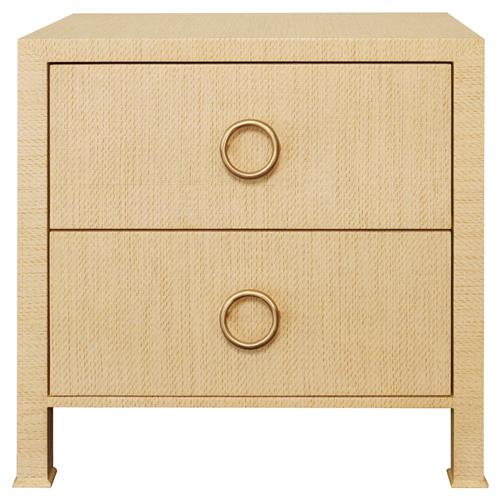 Worlds Away Edelman Modern Classic Natural Grasscloth Side Table