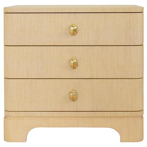 Worlds Away Fortune Modern Classic Natural Grasscloth Side Table