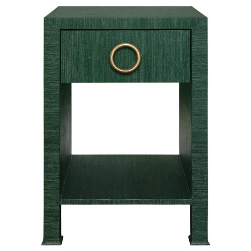 Worlds Away Malcolm Modern Classic Green Grasscloth Side Table
