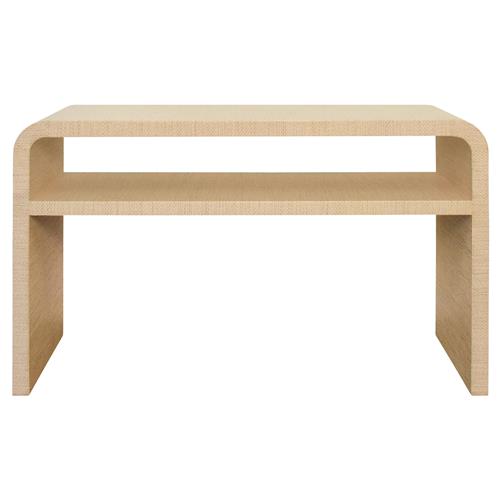 Worlds Away Marshall Modern Classic Natural Grasscloth Console Table