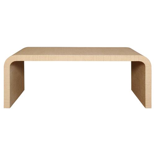 Worlds Away Newbury Modern Classic Natural Grasscloth Rectangular Coffee Table