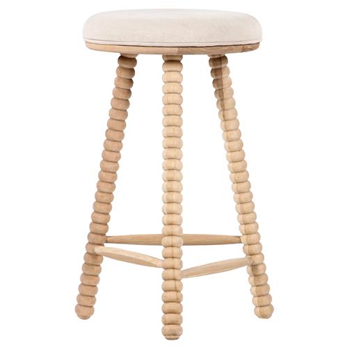 Tobi Rustic Lodge Natural Oak Wood Spindle Backless Counter Stool