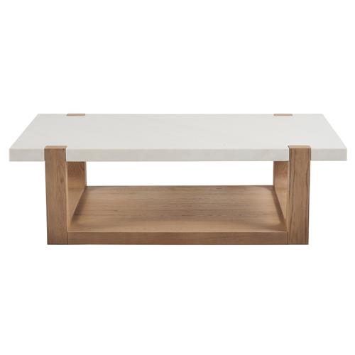 Beatrix Modern Classic White Quartz Natural Oak Coffee Table