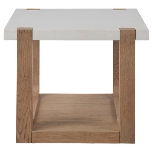 Beatrix Modern Classic White Quartz Natural Oak Side Table