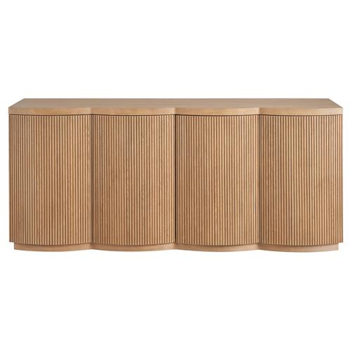 Mila Modern Classic Brown Tambour Oak Wood Media Cabinet - 74&quot;