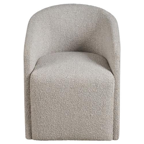 Harper Modern Classic Beige Boucle Barrel Dining Arm Chair