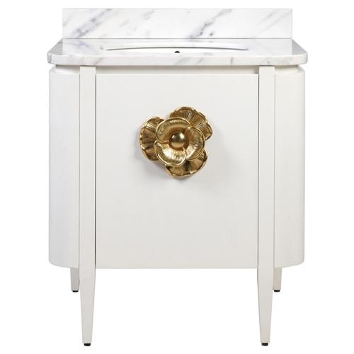 Sazana Modern Classic Carrara Marble White Oak Vanity Sink - 30&quot;