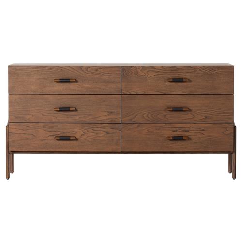 Hadley Rustic Lodge Brown Wood Double Dresser