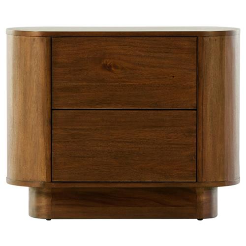 Paris Rustic Lodge Brown Acacia Wood Oval Nightstand