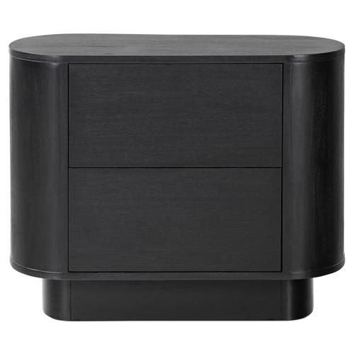 Paris Rustic Lodge Black Acacia Wood Oval Nightstand