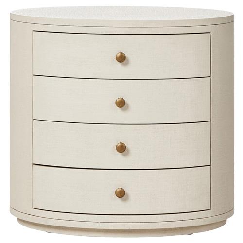 Beatrice Modern Classic Cream Painted Linen Oval Nightstand