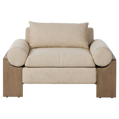 Sandari Modern Classic Beige Upholstered Teak Outdoor Chair