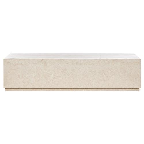 Orkins Modern Classic Cream Marble Rectangular Block Outdoor Coffee Table