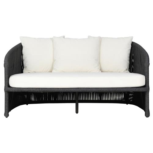 Porter Coastal White Upholstered Bronze Aluminum Woven Rope Outdoor Daybed