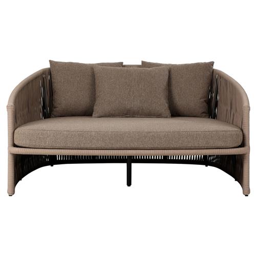 Porter Coastal Brown Upholstered Bronze Aluminum Woven Rope Outdoor Daybed