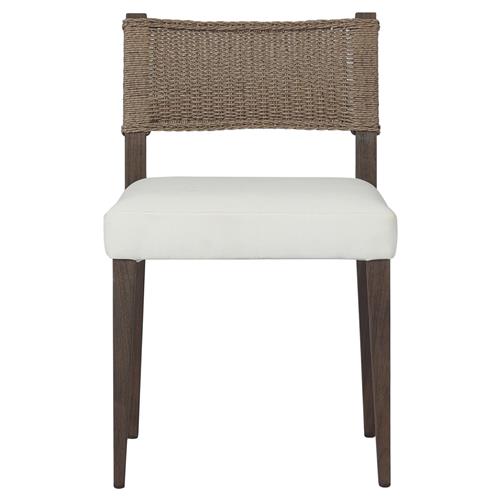 Ely Rustic Lodge Brown Woven Teak Wood Outdoor Dining Chair