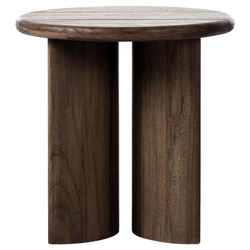 Paris Rustic Lodge Brown Teak Outdoor Round End Table