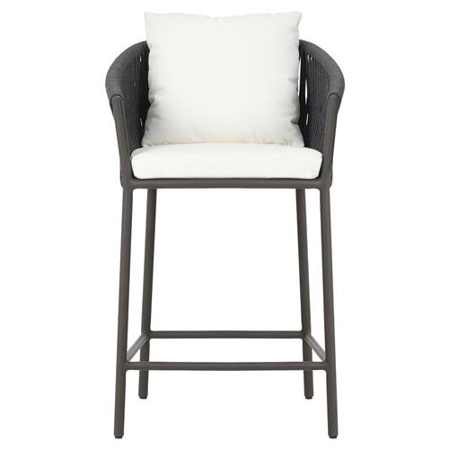Porter Coastal Beach White Upholstered Bronze Aluminum Outdoor Counter Stool