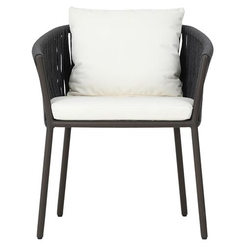 Porter Coastal White Upholstered Bronze Aluminum Outdoor Dining Arm Chair