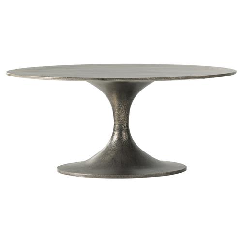 Mona French Country Grey Aluminum Round Outdoor Coffee Table