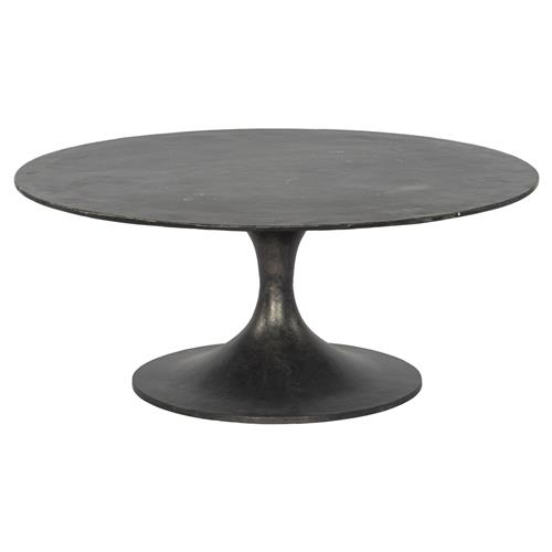 Mona French Country Black Aluminum Round Outdoor Coffee Table