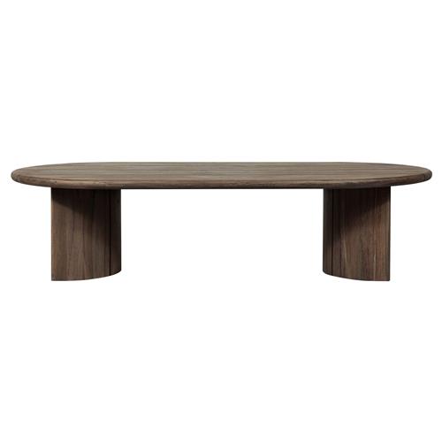 Paris Rustic Lodge Brown Teak Outdoor Oval Coffee Table