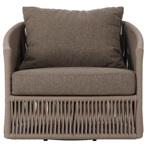 Porter Coastal Brown Upholstered Bronze Aluminum Outdoor Swivel Chair