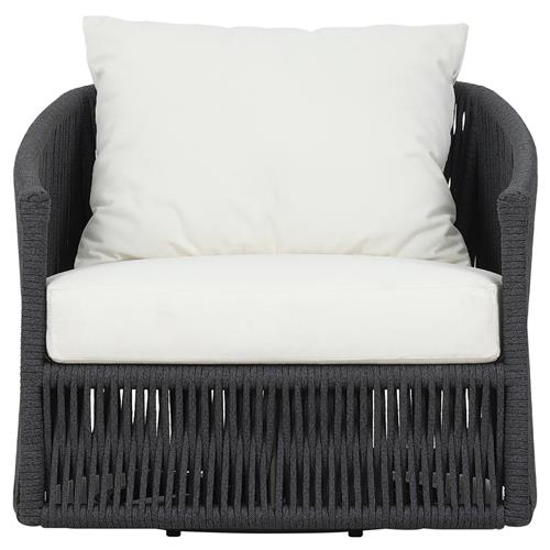 Porter Coastal White Upholstered Bronze Aluminum Outdoor Swivel Chair
