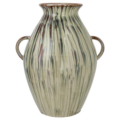 Elina French Country Green Stoneware Table Vase
