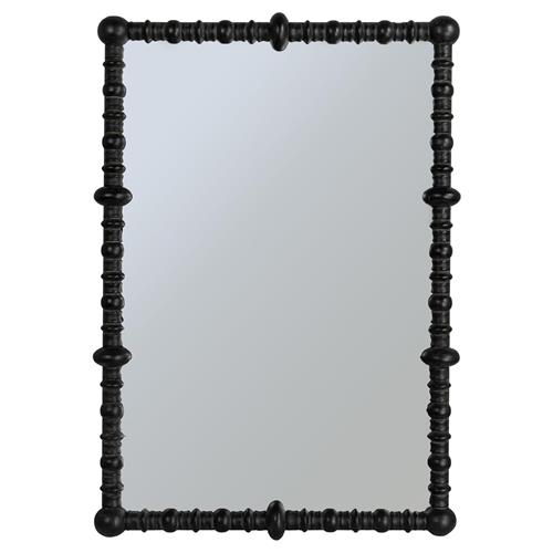 Evan French Country Black Beaded Wood Wall Mirror