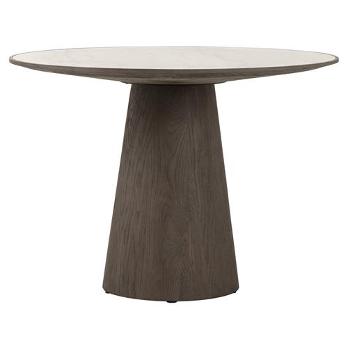 Skylar French White Marble Grey Oak Wood Round Pedestal Dining Table - 42&quot;W