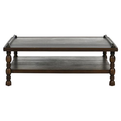 Farrah French Country Dark Brown Oak Square Coffee Table