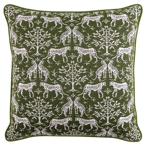 Luca Global Dark Green Cheetah Indoor Outdoor Throw Pillow - 20x20