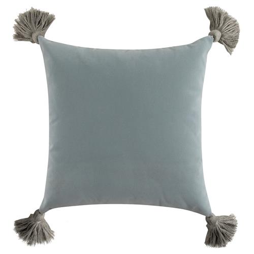 Jules Modern Blue Velvet Indoor Outdoor Tassel Throw Pillow - 20x20