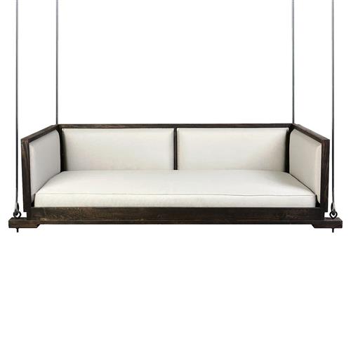 Lucy Rustic Lodge White Performance Black Wood Daybed Porch Swing