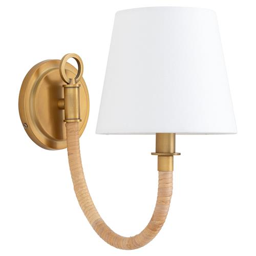 Treble Coastal Beach Natural Bamboo Wrapped Brass Single Sconce