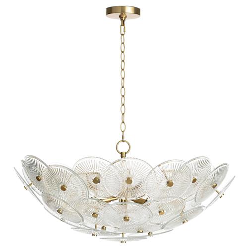 Holly Regency Glass Medallions Natural Brass Chandelier