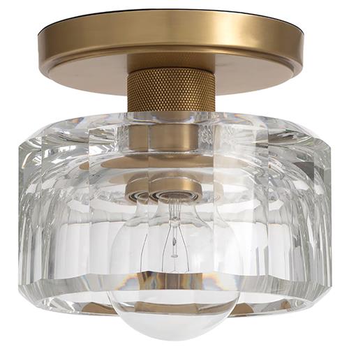 Bijoux Mid Century Modern Crystal Shade Natural Brass Flush Mount