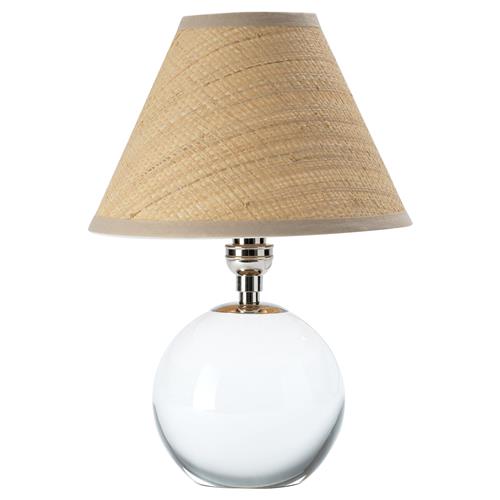 Giorgio Coastal Beach Rattan Shade Polished Nickel Crystal Mini Table Lamp