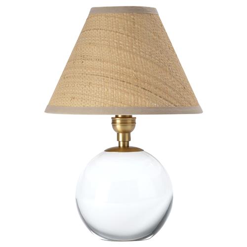 Giorgio Coastal Beach Rattan Shade Natural Brass Crystal Mini Table Lamp
