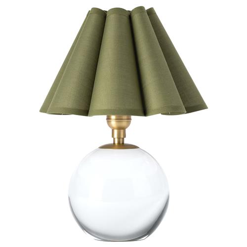 Giorgio French Country Green Scalloped Linen Shade Crystal Mini Table Lamp
