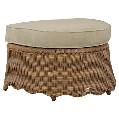 Cielo Coastal Beach Sand Sunbrella Woven Wicker Demilune Outdoor Ottoman