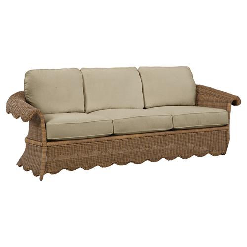 Cielo Coastal Sand Sunbrella Woven Wicker Scalloped Outdoor Sofa - 88&quot;