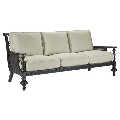 Hermine French Country Beige Sunbrella Black Aluminum Outdoor Sofa - 85&quot;