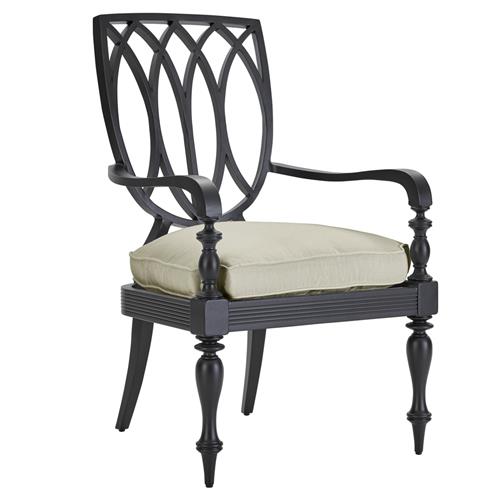 Hermine French Beige Sunbrella Black Aluminum Outdoor Dining Arm Chair